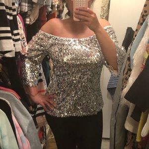 Off the Shoulder Sequin Top